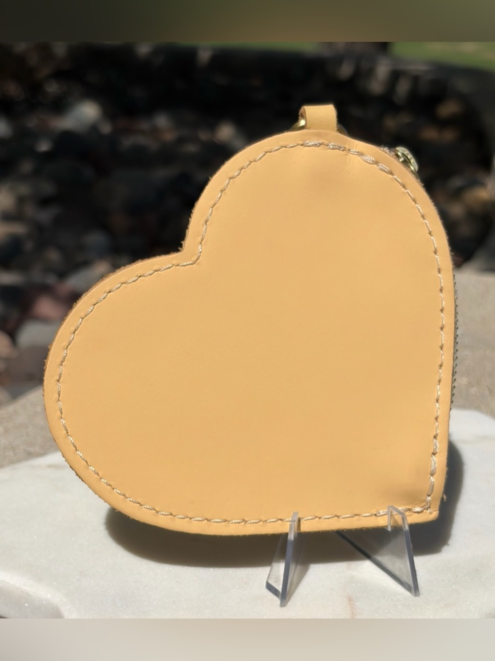 Heart Coin Pouch Portland Leather Goods Vanilla Yellow Full-Grain Leather NWOT - Picture 6 of 7
